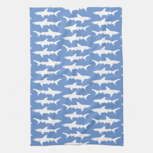 School of Sharks Galley / Beach House Blue Tea Towel