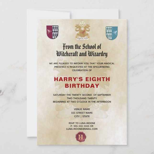 School of Witches and Wizards Birthday Party Invitation (Front)