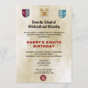 School of Witches and Wizards Birthday Party Invitation