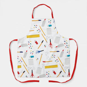 School Office & Crafts Supplies Pattern Apron