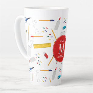 School Office & Crafts Supplies Pattern Monogram Latte Mug