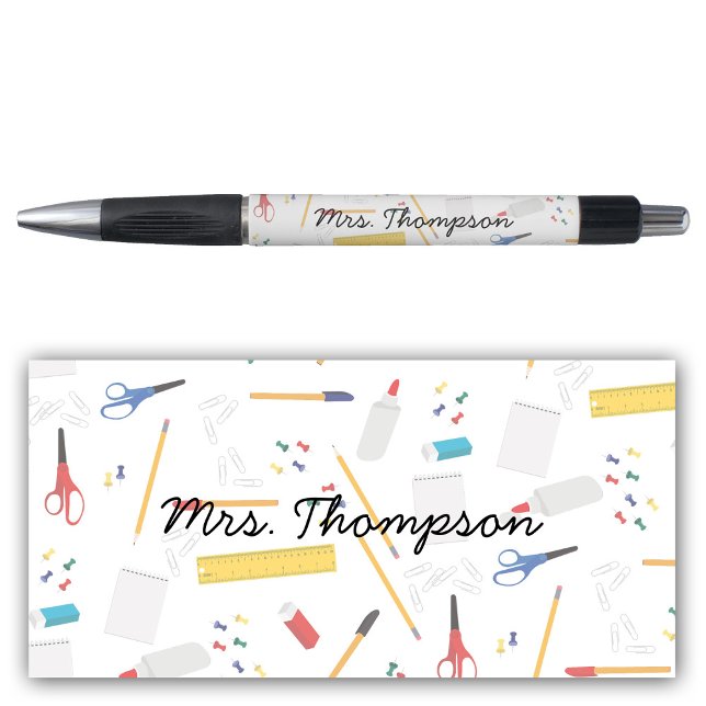 School Office Crafts Supplies Pattern Teacher Gift (School Office Crafts Supplies Pattern Teacher Gift Pen)