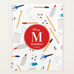 School Office & Crafts Supplies Teacher Monogram Planner