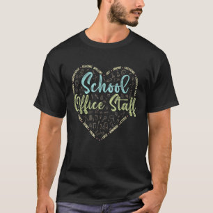 School Office Staff Heart Secretary  Back To Schoo T-Shirt