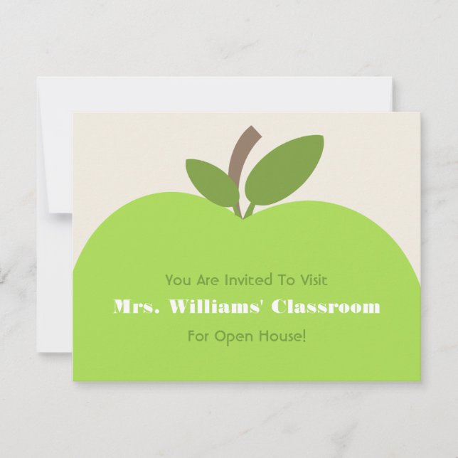 School Open House Invitation - Green Apple (Front)