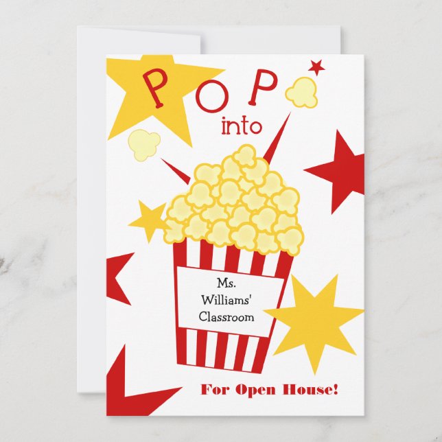School Open House Invitation - Popcorn (Front)