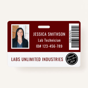 School or Business Photo ID Maroon Badge ID Badge