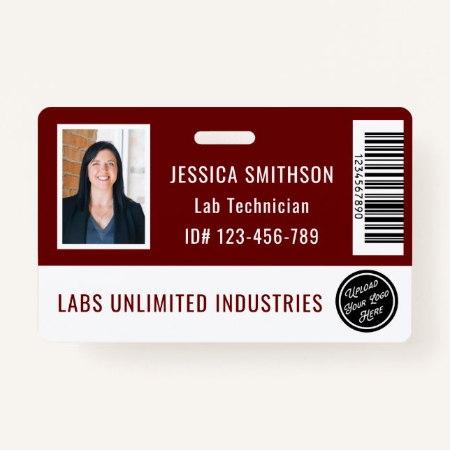 School or Business Photo ID Maroon Badge ID Badge (Front)