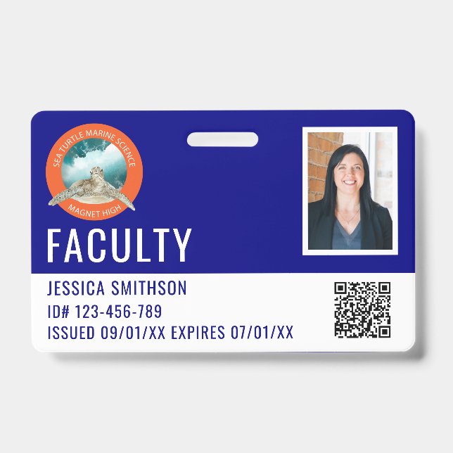 School or Business Photo ID Navy Blue Badge (Front)