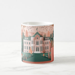 school or university, with classical villa-style a coffee mug