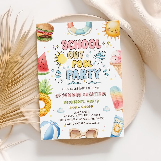School Out Pool Party Start Of Summer Vacation Invitation (Creator Uploaded)