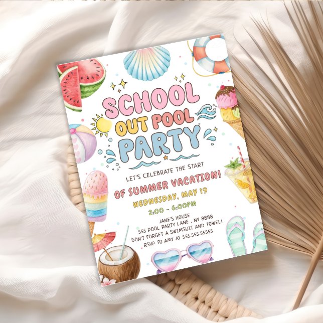 School Out Pool Party Start Of Summer Vacation Invitation (Creator Uploaded)