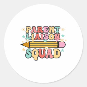 School Parent Liaison Squad Retro Back To School  Classic Round Sticker