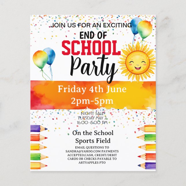 school Party fundraiser Flyer (Front)