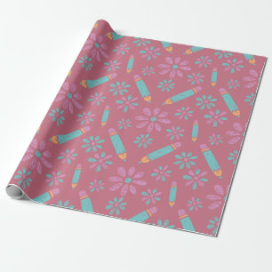School Pencil Flower Seamless Wrapping Paper Magic