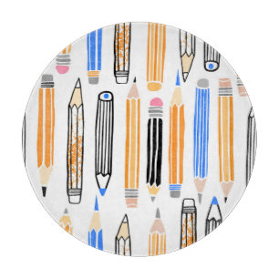 School Pencil Hand Drawn Illustration Cutting Board