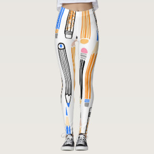 School Pencil Hand Drawn Illustration Leggings