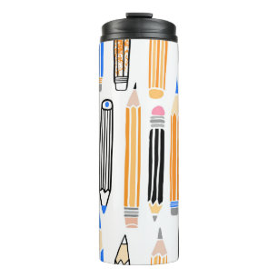School Pencil Hand Drawn Illustration Thermal Tumbler