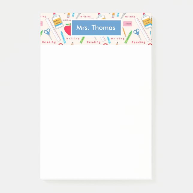 School Personalised Post It Notepad (Front)
