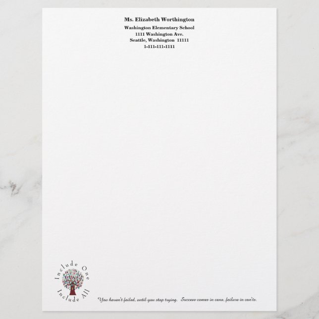 School Personnel Personalised Custom Letterhead (Front)