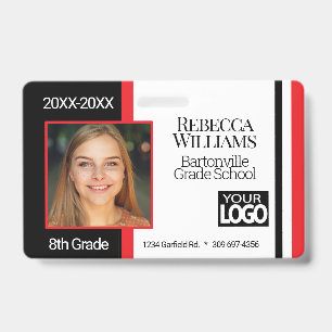 School Photo Badge - Black and Red ID Badge