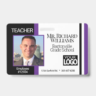School Photo ID  - Black and Purple Badge