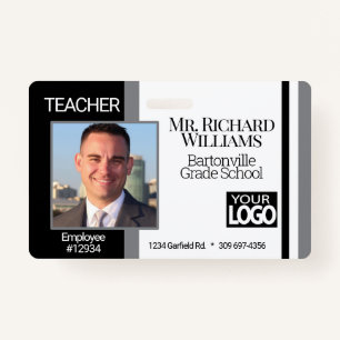 School Photo ID  - Black, White and Grey ID Badge