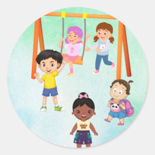 School playground classic round sticker
