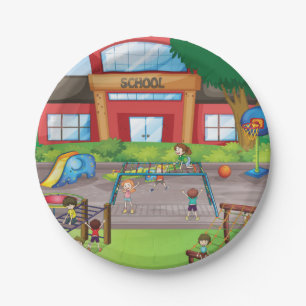 School Playground Paper Plate