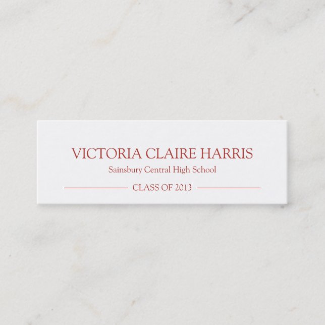 School pride graduation insert name card red (Front)