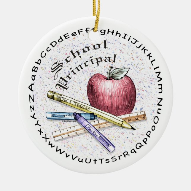 School Principal Ceramic Tree Decoration (Front)