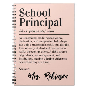 School Principal Definition Quote Blush Pink Cover Notebook