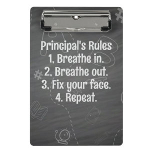 School Principal Rules Personalise "fix your face" Mini Clipboard
