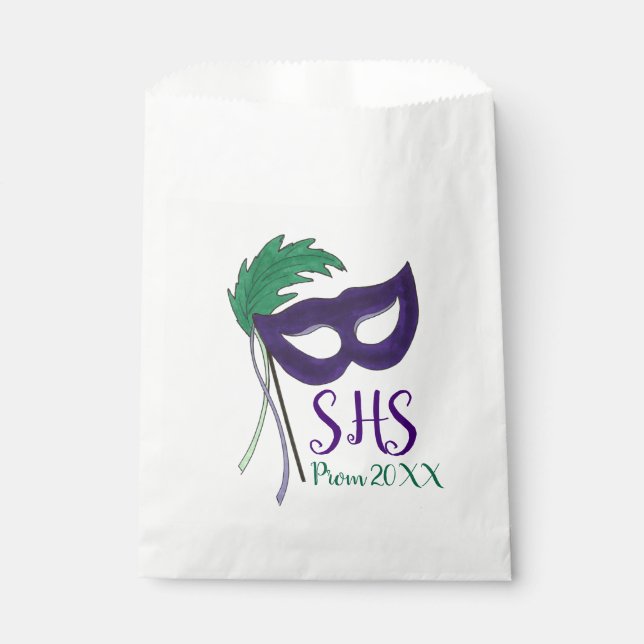School Prom Dance Masquerade Ball Mask Mardi Gras Favour Bags (Front)