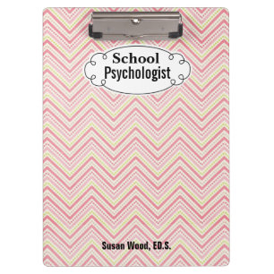 School Psychologist Custom Name Chevron Clipboard