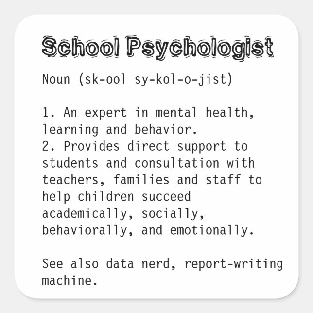 School Psychologist Definition Sticker (Front)