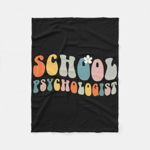 School Psychologist Groovy Retro Vintage Psycholog Fleece Blanket