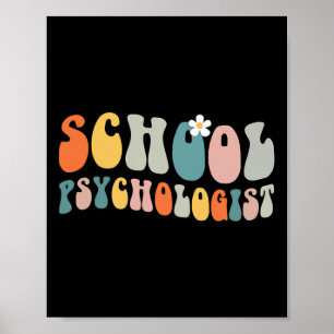 School Psychologist Groovy Retro Vintage Psycholog Poster