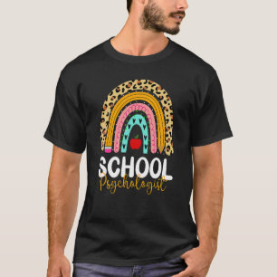 School Psychologist Leopard Rainbow Back To School T-Shirt