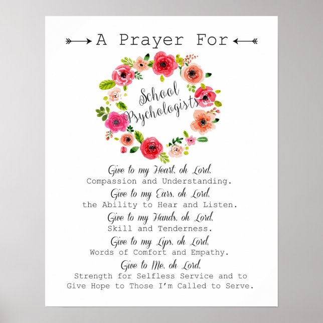 School Psychologist Prayer Art Poster (Front)