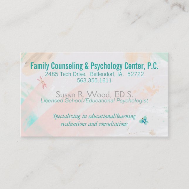School Psychologist Private Practice Business Card (Front)