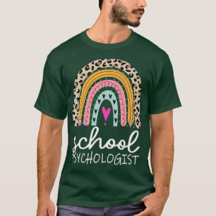 School Psychologist Rainbow Leopard Back To School T-Shirt