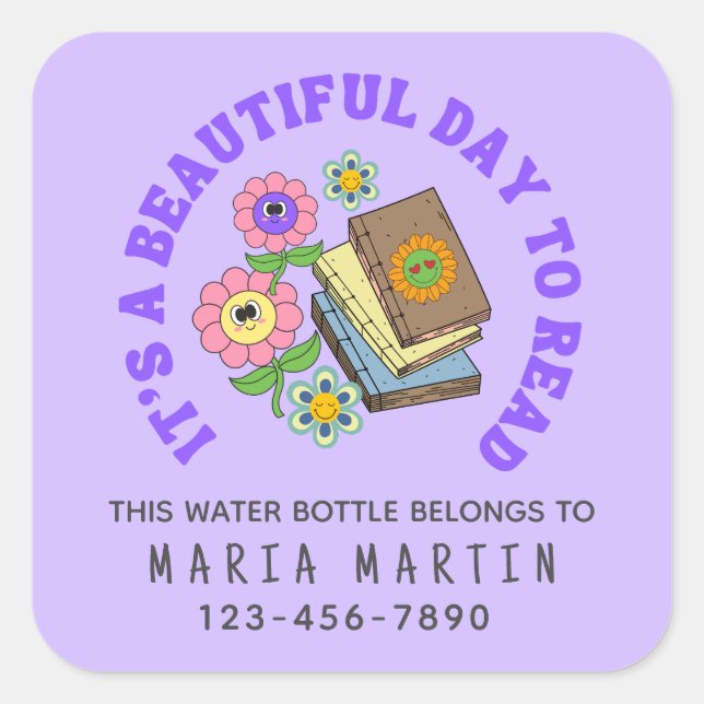 School Reading Name This Water Bottle Belongs To   Square Sticker (Front)