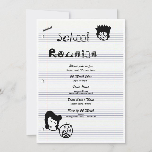"School reunion" "back to school" fun party Invitation (Front)