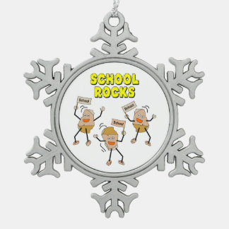School Rocks Snowflake Pewter Christmas Ornament