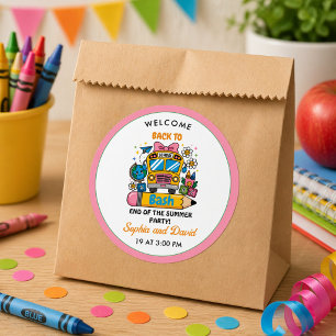 School’s Back Bash! Editable End of Summer Party  Classic Round Sticker