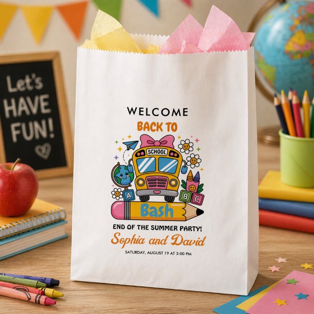 School’s Back Bash! Editable End of Summer Party  Favour Bags (School’s Back Bash! Editable End of Summer Party Favor Bag)