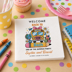 School’s Back Bash! Editable End of Summer Party  Napkin