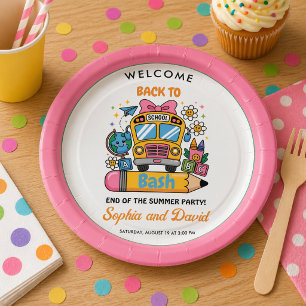 School’s Back Bash! Editable End of Summer Party  Paper Plate