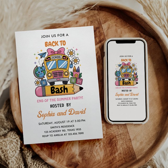 School’s Back Bash! of Summer 1st birthday Invitation (Creator Uploaded)